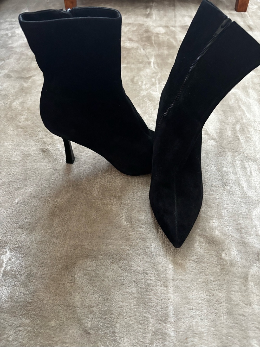 Steve Madden Black Pointed-Toe Suede Mid-Calf Heeled Boots
